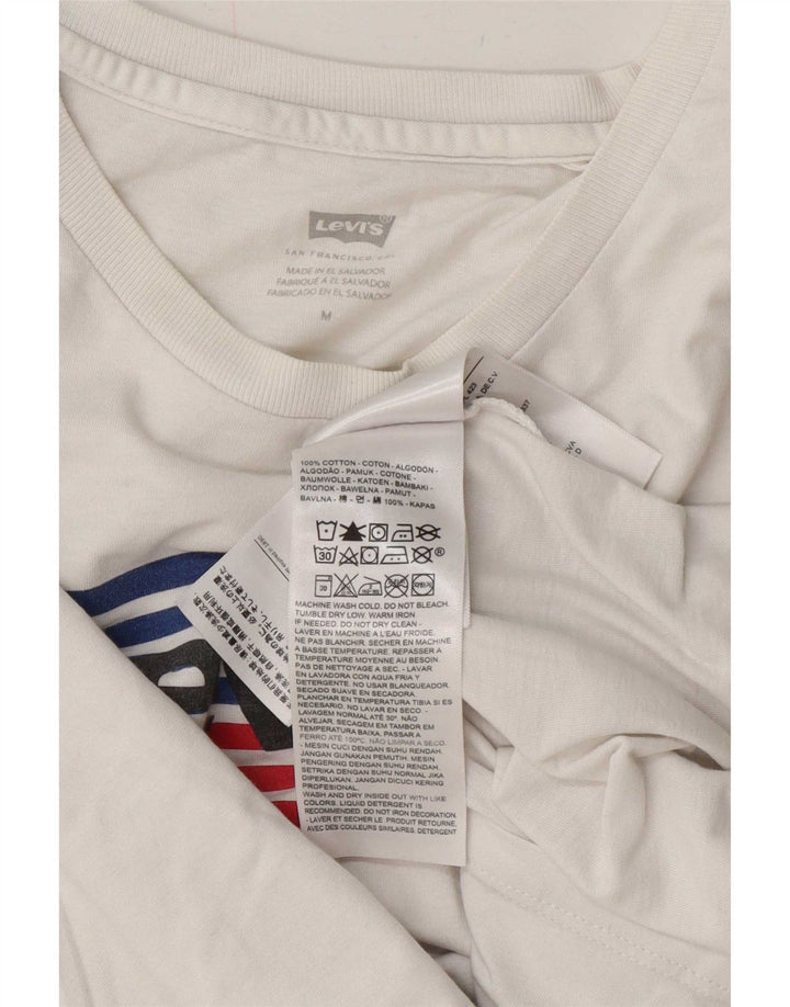 Levi's Dame Grafisk T-Shirt Top UK 14 Medium Hvid Bomuld