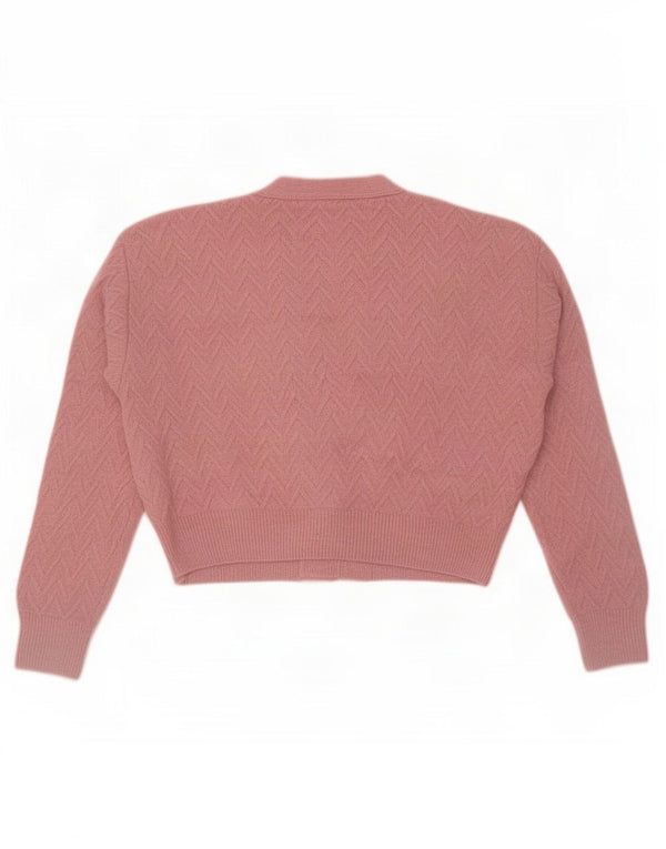 Zara Womens Crop Oversized cardigan sweater UK 14 Medium Pink Akryl
