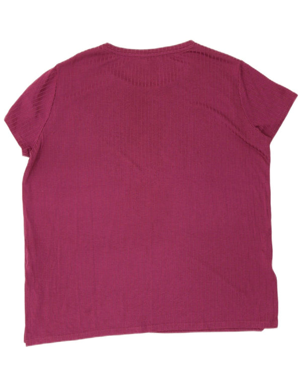 Marks & Spencer T-shirt top til kvinder UK 18 XL Lilla nålestribet viskose