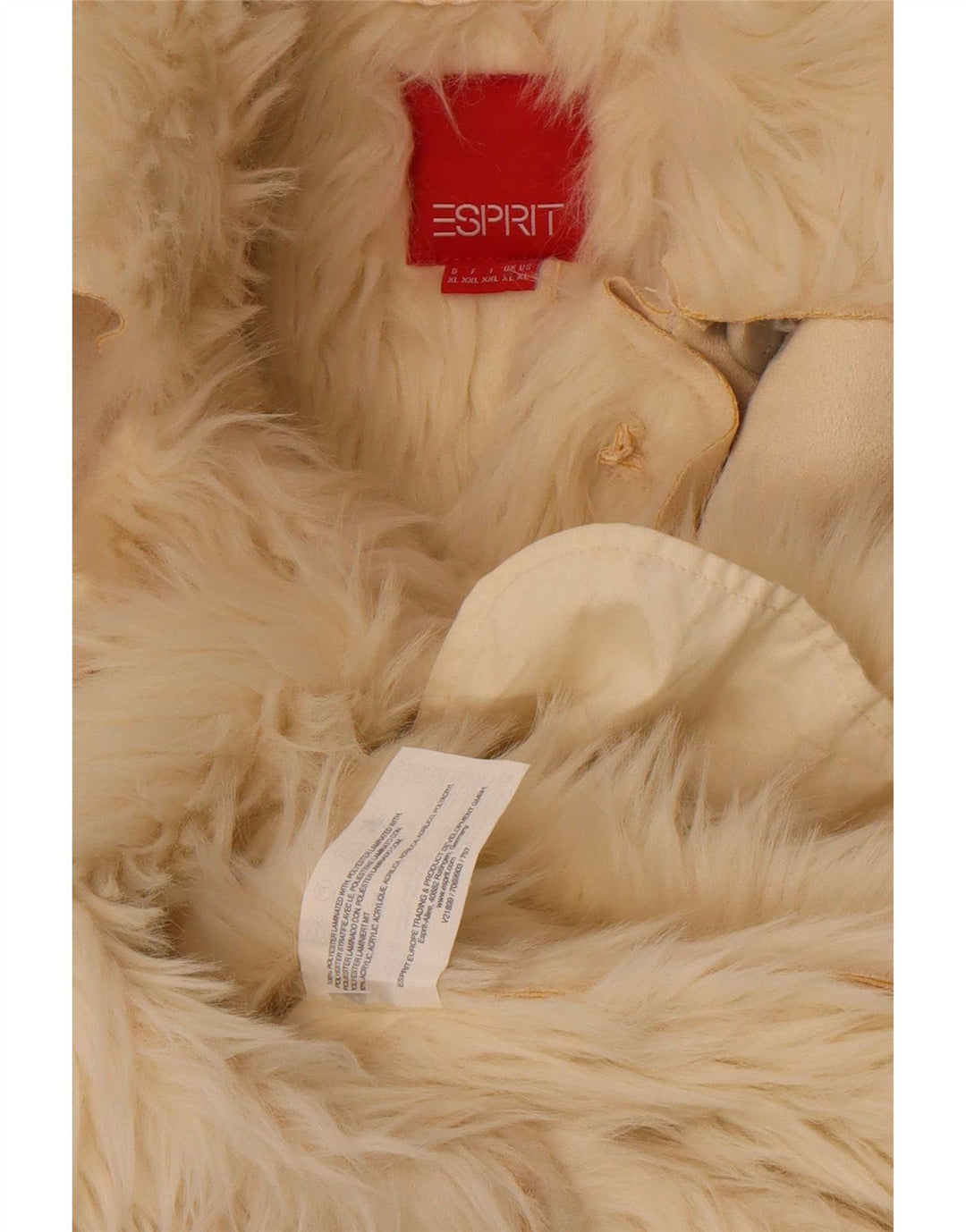 Esprit Sherpa Overfrakke til kvinder UK 18 XL Beige Polyester