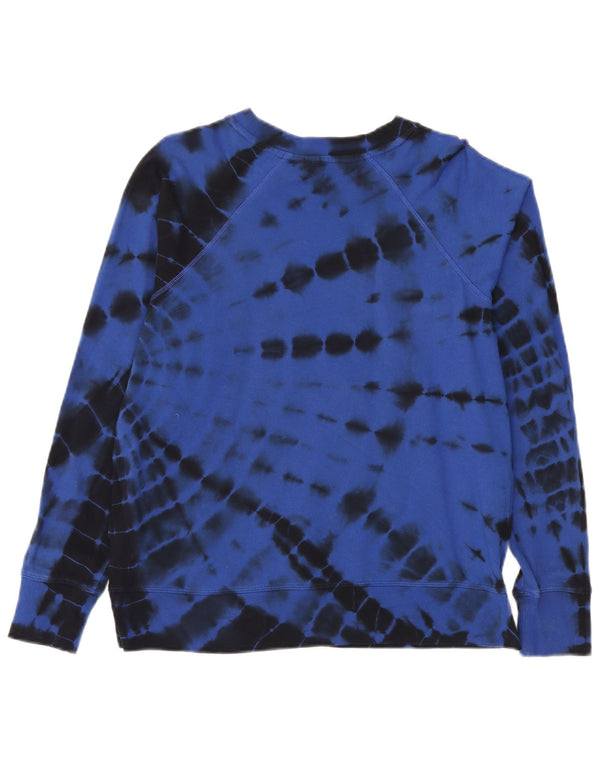 Dkny Womens Oversized Sweatshirt Jumper UK 6 XS Blue Tie Dye Bomuld