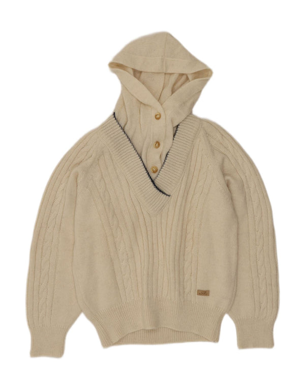 Silvy Dame Hooded Button Neck Sweater IT 46 Large White