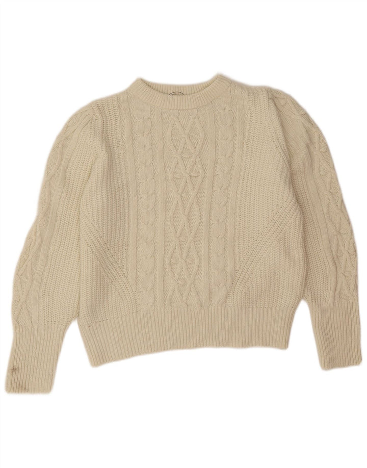 Marks & Spencer Dame Boat Neck Jumper Sweater UK 16 Large Beige Polyester