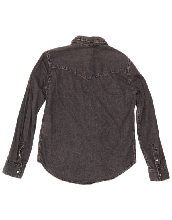 Levi's Dame Denim Shirt UK 10 Small Black Bomuld
