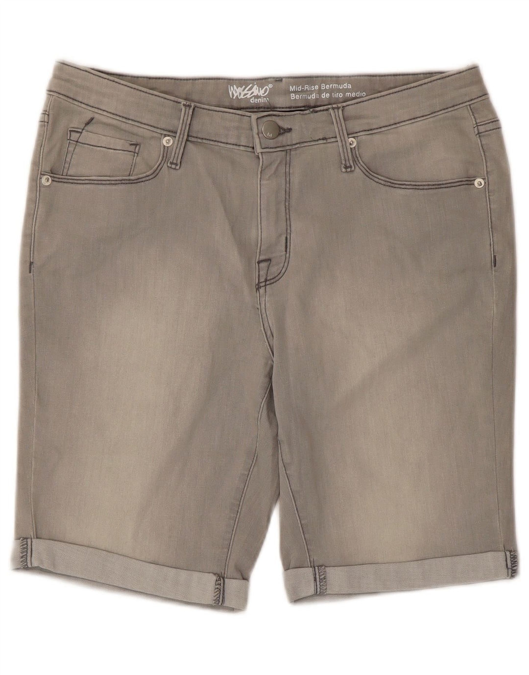 Mossimo Womens Power Stretch Mid Rise denimshorts US 12 Large W31 Grå
