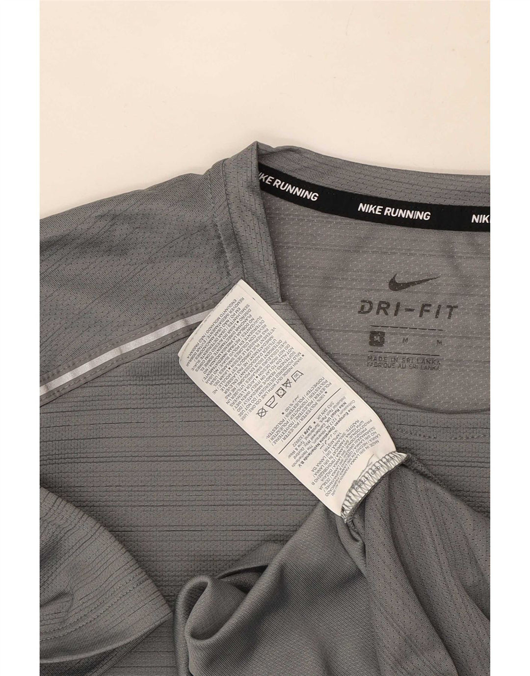 Nike herre Dri Fit T-shirt top mellemgrå stribet polyester