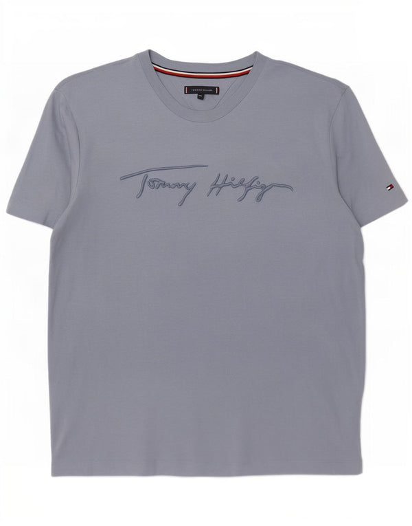 Tommy Hilfiger Herre Grafisk T-Shirt Top 2XL Blå Bomuld