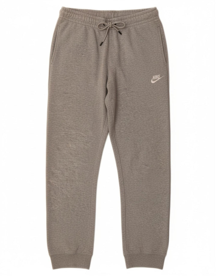 NIKE Womens Tracksuit Trousers Joggers UK 14 Medium Grey Cotton