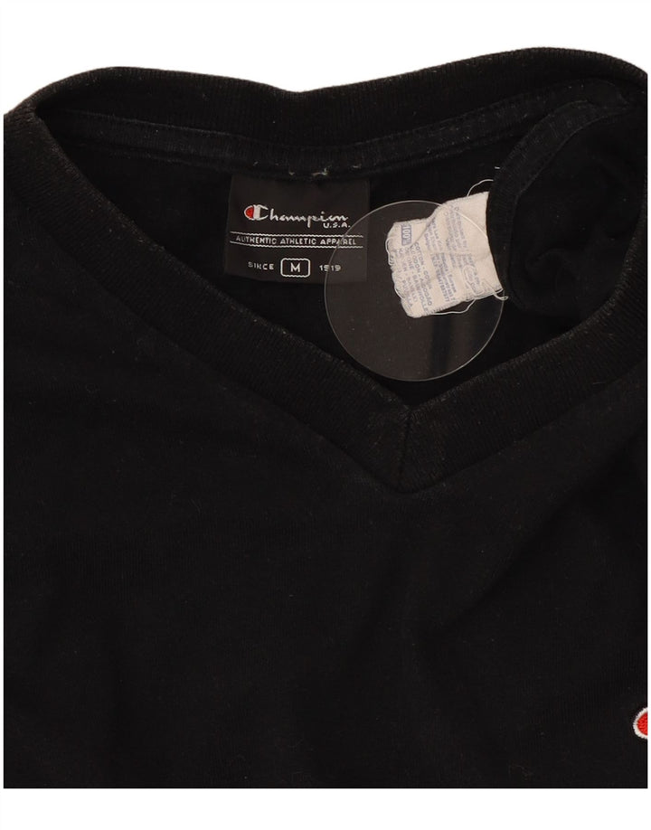 Champion Herre T-Shirt Top Medium Sort Bomuld