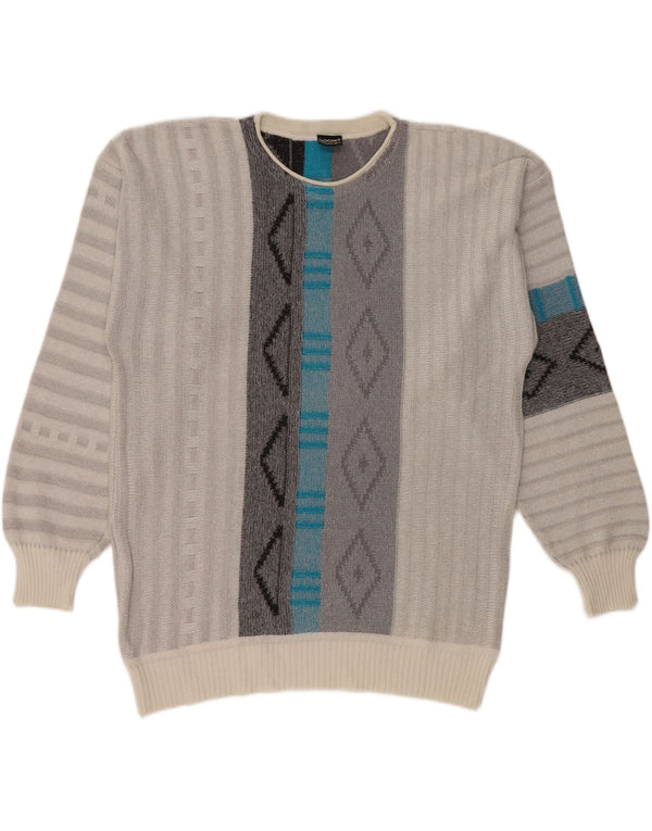 Jockey Herre Crew Neck Jumper Sweater stor grå geometrisk akryl