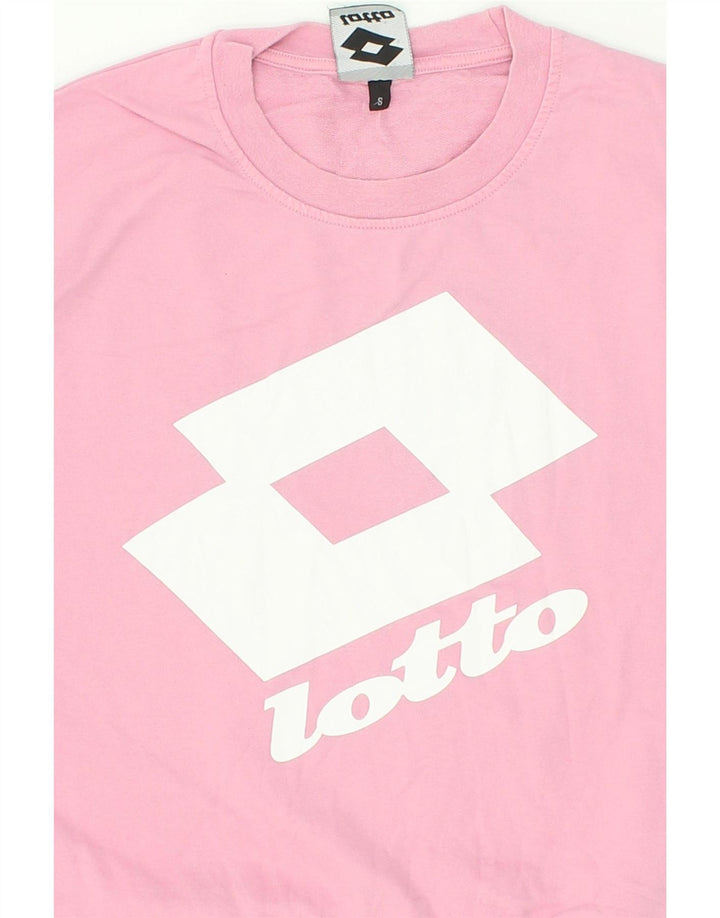 LOTTO Womens Oversized Graphic Sweatshirt Jumper UK 10 Small Pink Cotton | Vintage Lotto | Thrift | Second-Hand Lotto | Used Clothing | Messina Hembry 