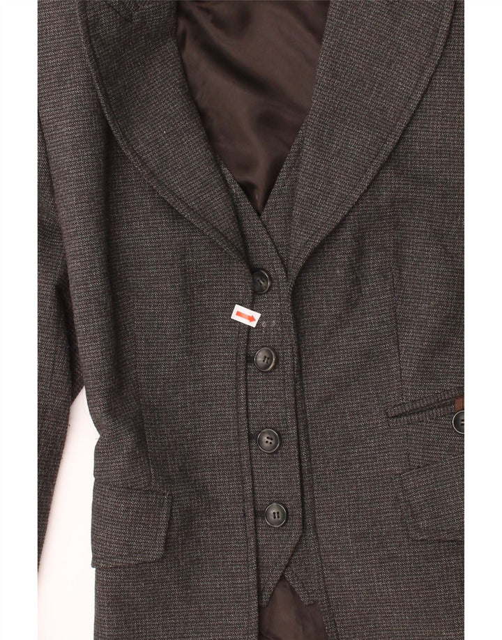 BENETTON Womens 4 Button Blazer Jacket IT 42 Medium Grey Polyester Vintage Benetton and Second-Hand Benetton from Messina Hembry 