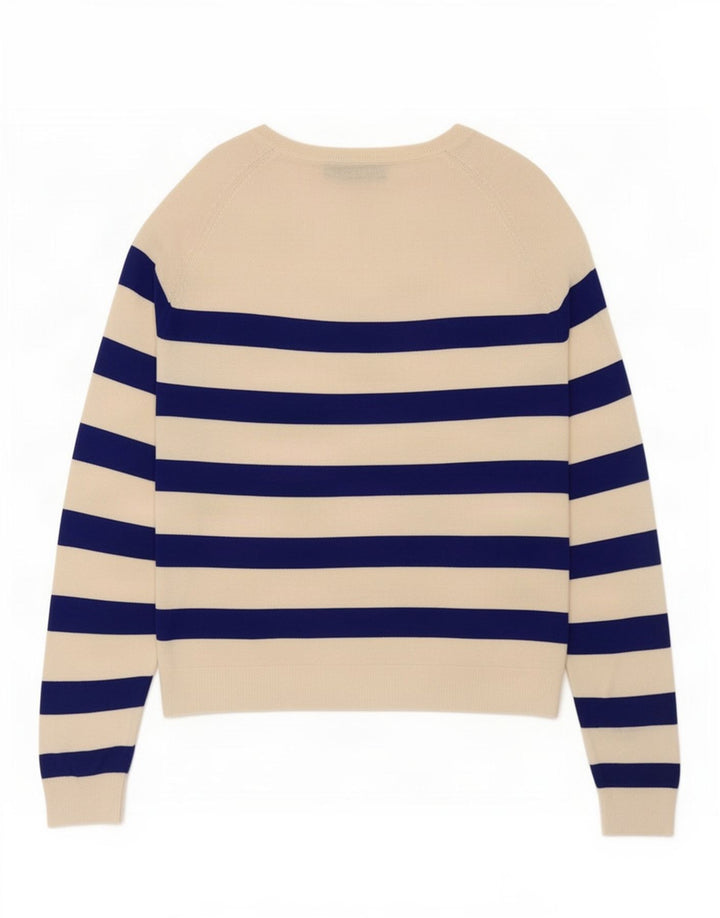 Zara Dame Top Langærmet UK 14 Medium Off White Stribet