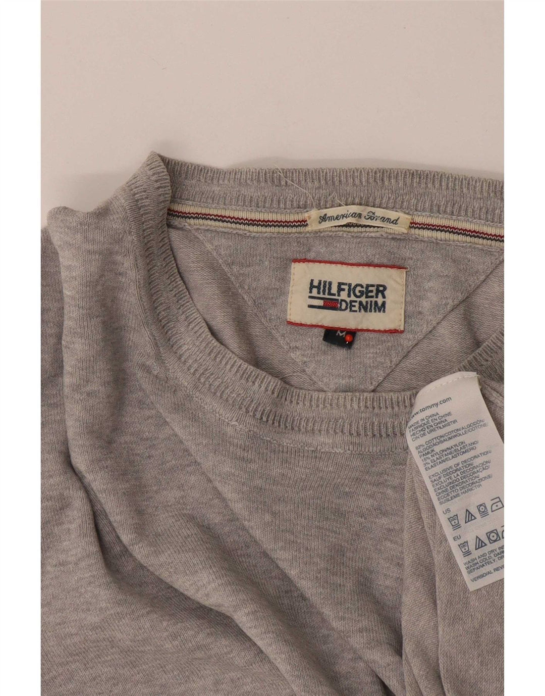 Tommy Hilfiger Herre Crew Neck Jumper Sweater Medium Grå Bomuld
