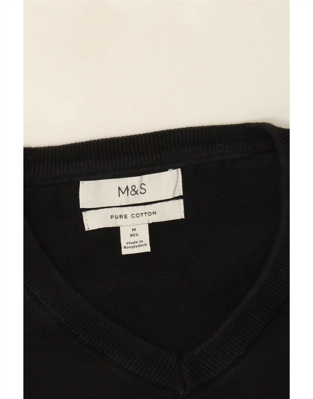 Marks & Spencer Herre V-hals sweater Medium Sort Bomuld