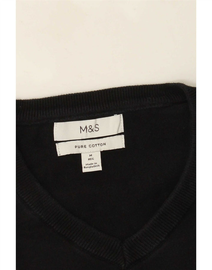 Marks & Spencer Herre V-hals sweater Medium Sort Bomuld
