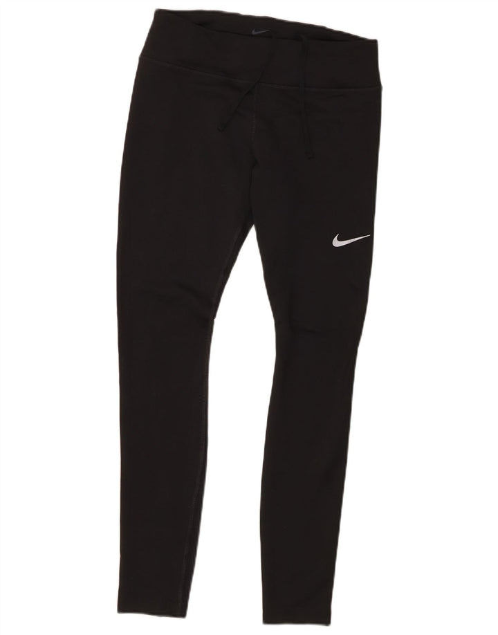 NIKE Womens Dri Fit Crop Leggings UK 12 Medium Black Polyester