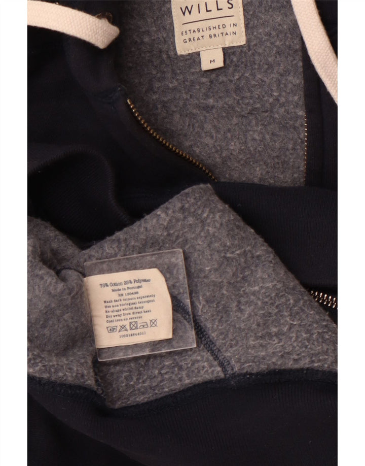 JACK WILLS Herre grafisk hættetrøje med lynlås Mellem marineblå bomuld