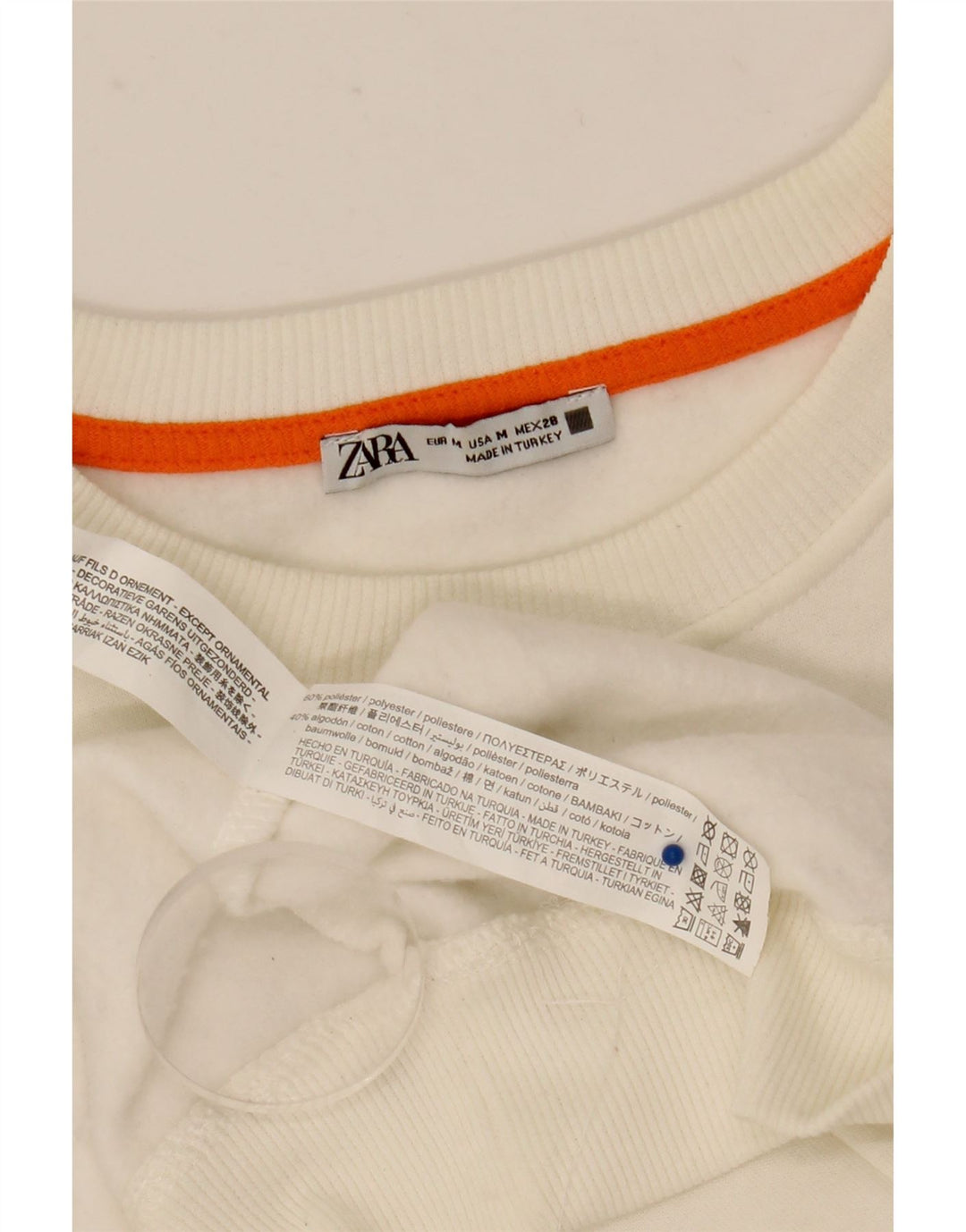 Zara Graphic Sweatshirt Jumper UK 14 Medium White Polyester