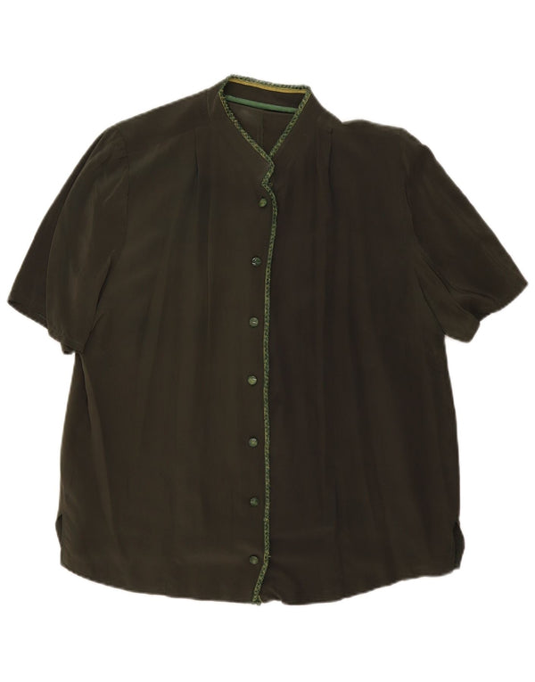 Vintage kvinders kortærmet skjortebluse UK 18 XL Khaki
