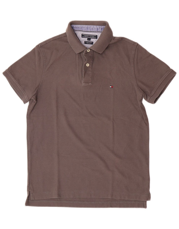 Tommy Hilfiger Mens Slim Fit Polo Shirt Medium Brown Cotton