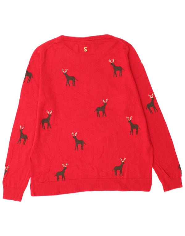 Joules Dame Crew Neck Jumper Sweater UK 14 Large Red Christmas
