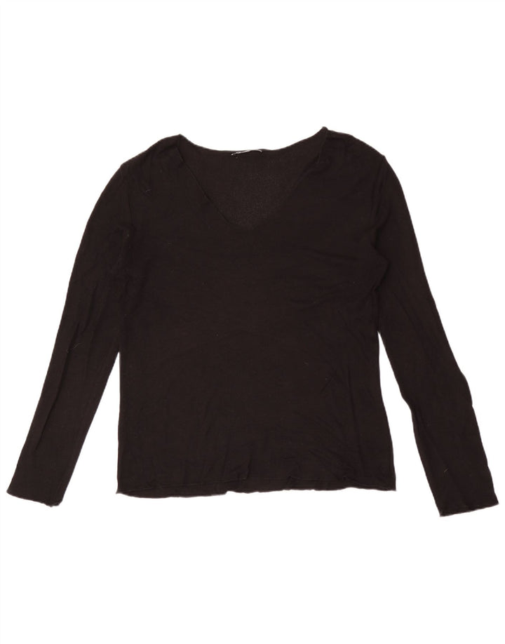 Zara Dame Top Langærmet UK 14 Stor Sort Viscose