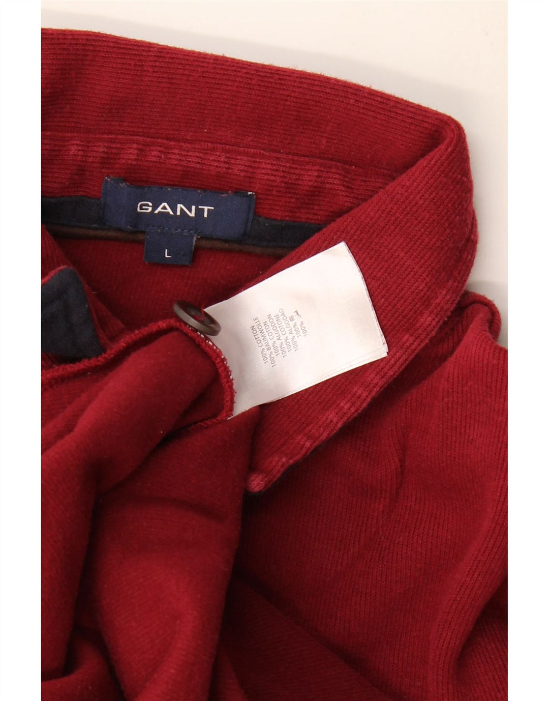 GANT Herre Polo Neck Sweatshirt Jumper Stor Bourgogne Bomuld