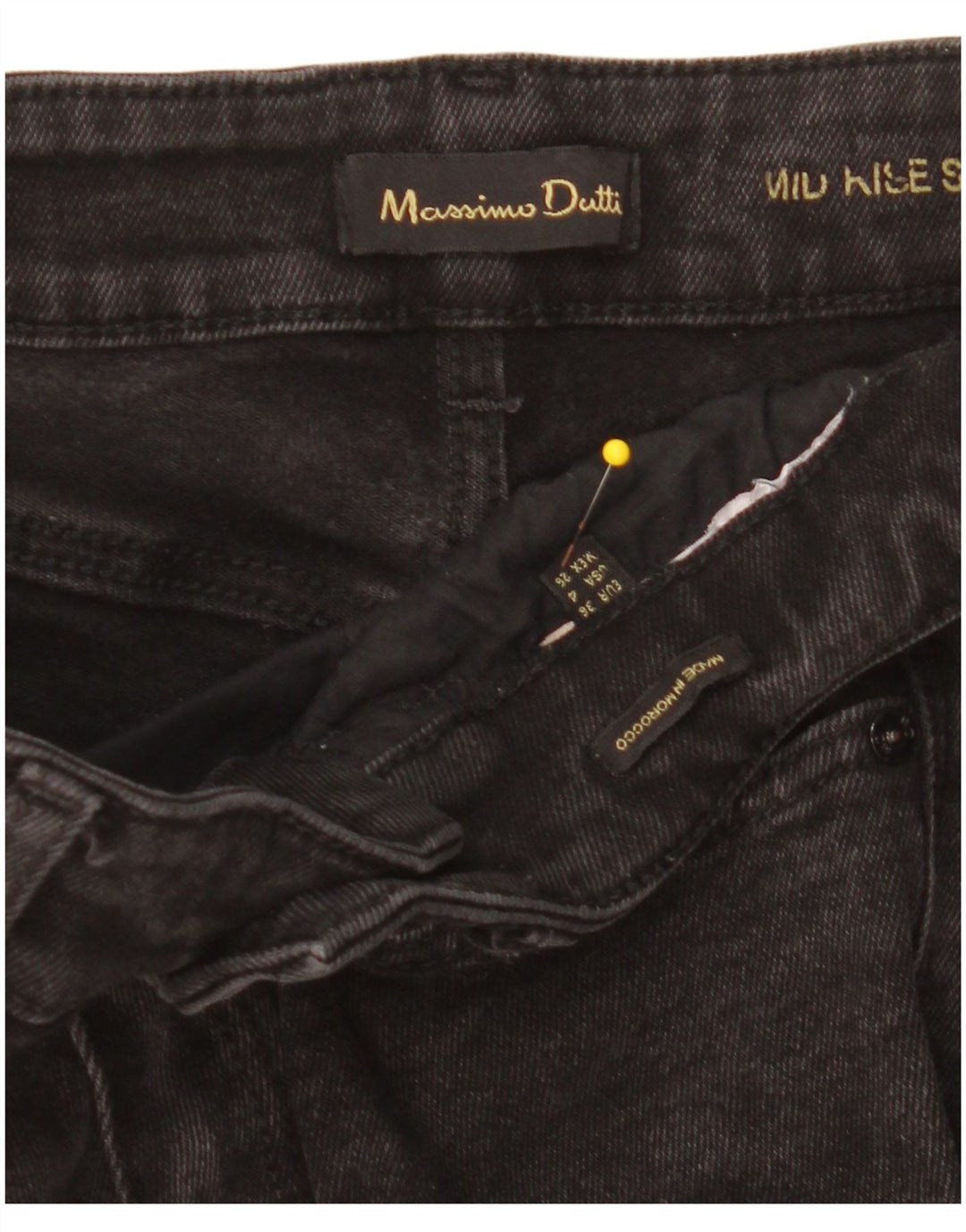 MASSIMO DUTTI Womens Mid Rise Skinny Jeans W26 L28 Black