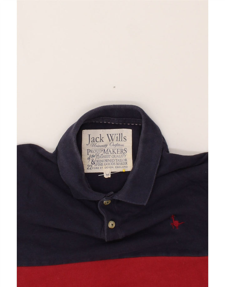 JACK WILLS Mens Polo Shirt Medium Red Colourblock Cotton Vintage Jack Wills and Second-Hand Jack Wills from Messina Hembry 