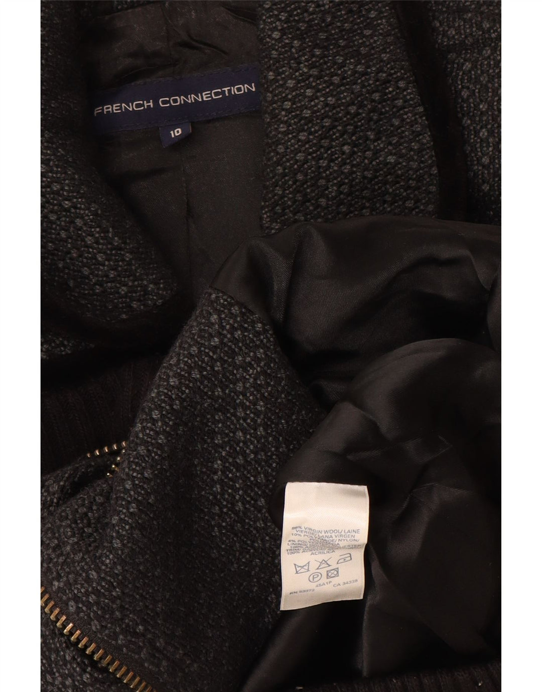 French Connection Womens Loose Fit Bomber Jacket UK 10 Small Grey Geometric