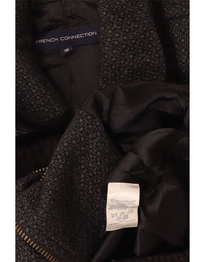 French Connection Womens Loose Fit Bomber Jacket UK 10 Small Grey Geometric
