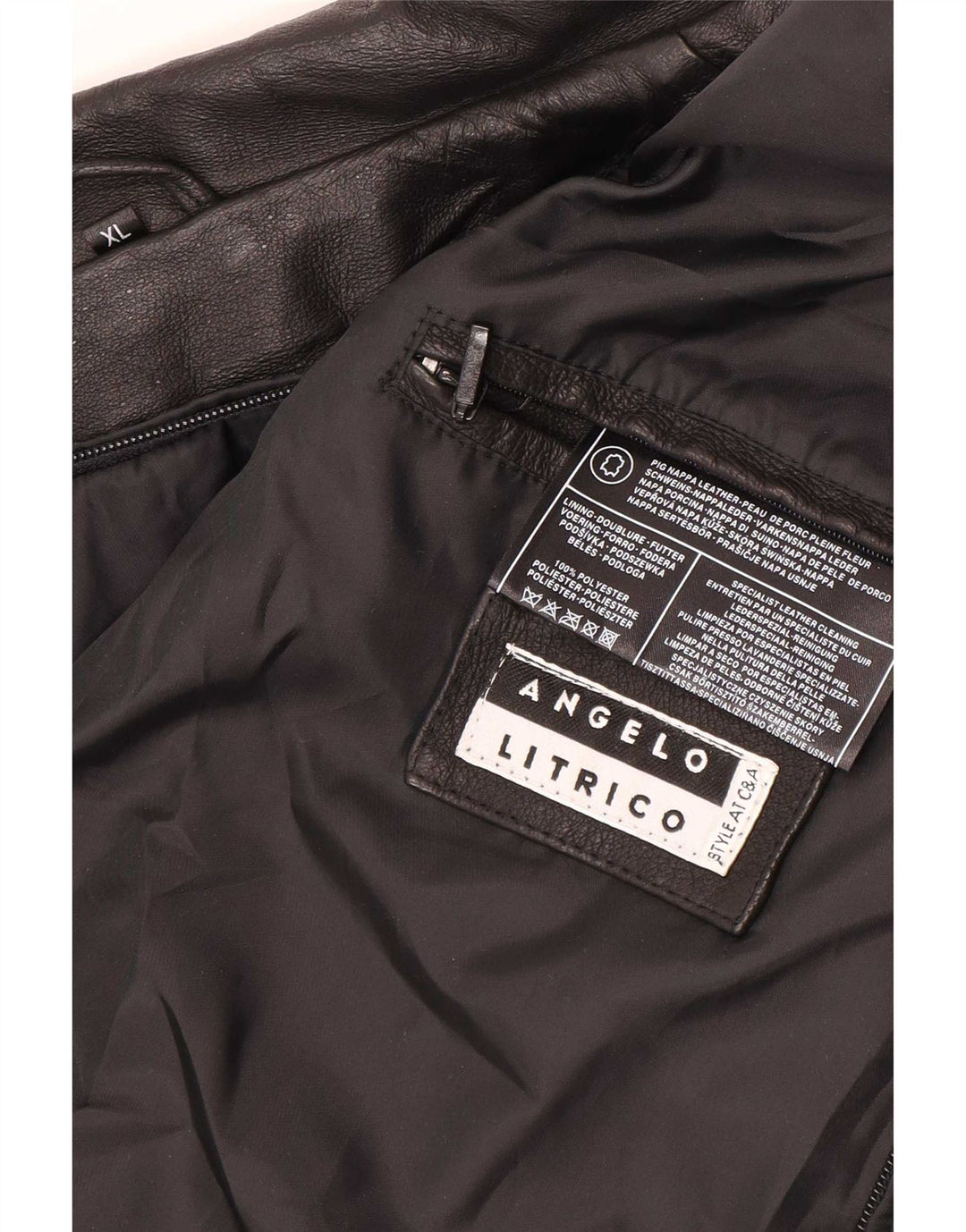 Angelo Litrico Herre Læderjakke UK 42 XL Sort