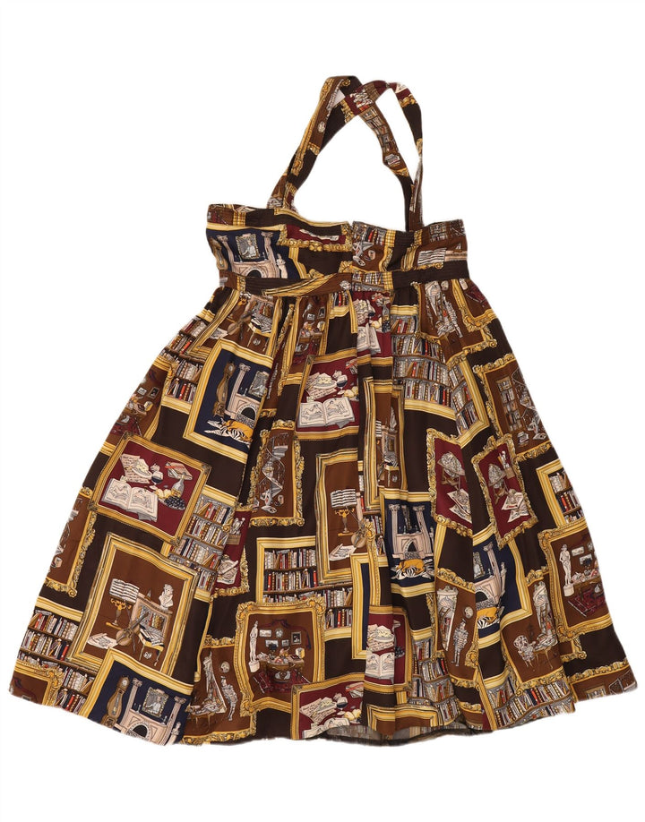 J. Crew Kvinders Abstrakt mønster Halter Dress US 6 Medium Brun Silke