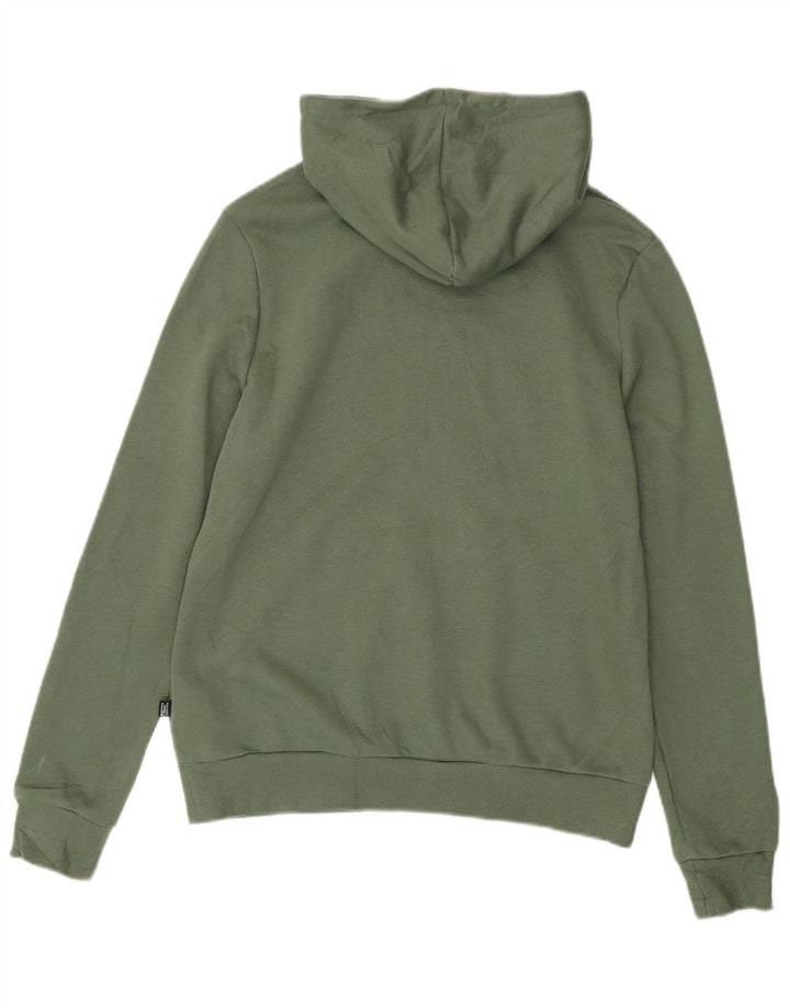 PUMA Womens Hoodie Jumper UK 14 Medium Green Cotton