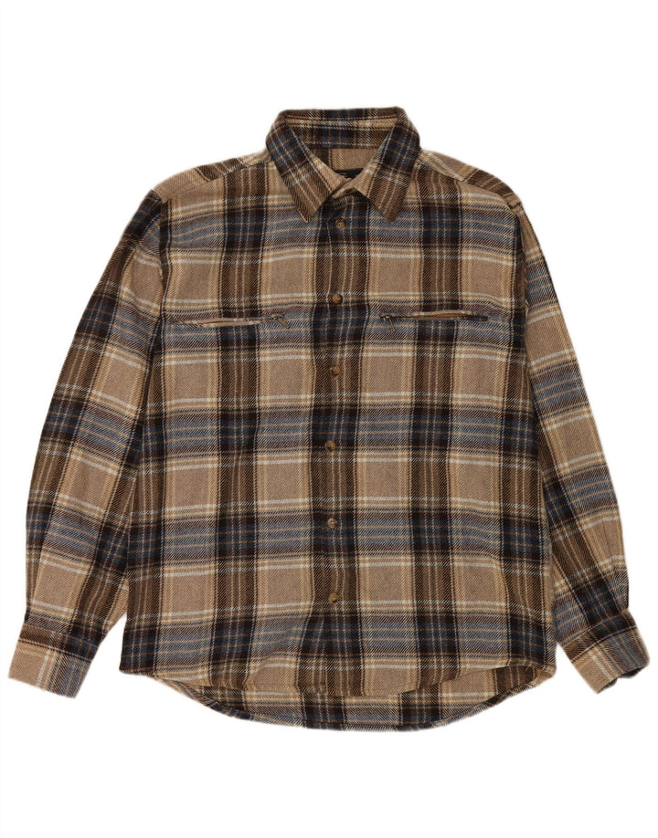 EUROPEAN PROJECT Mens Flannel Shirt Large Beige Check