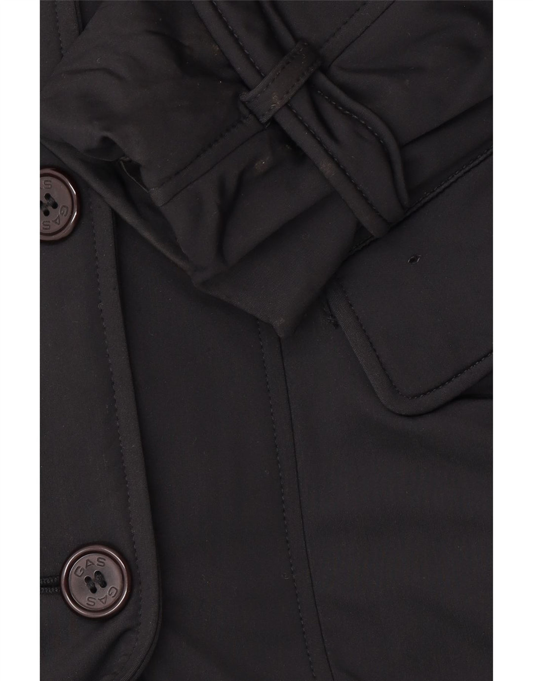 GAS Womens Double Breasted Trench Coat UK 10 Small Black Polyamide