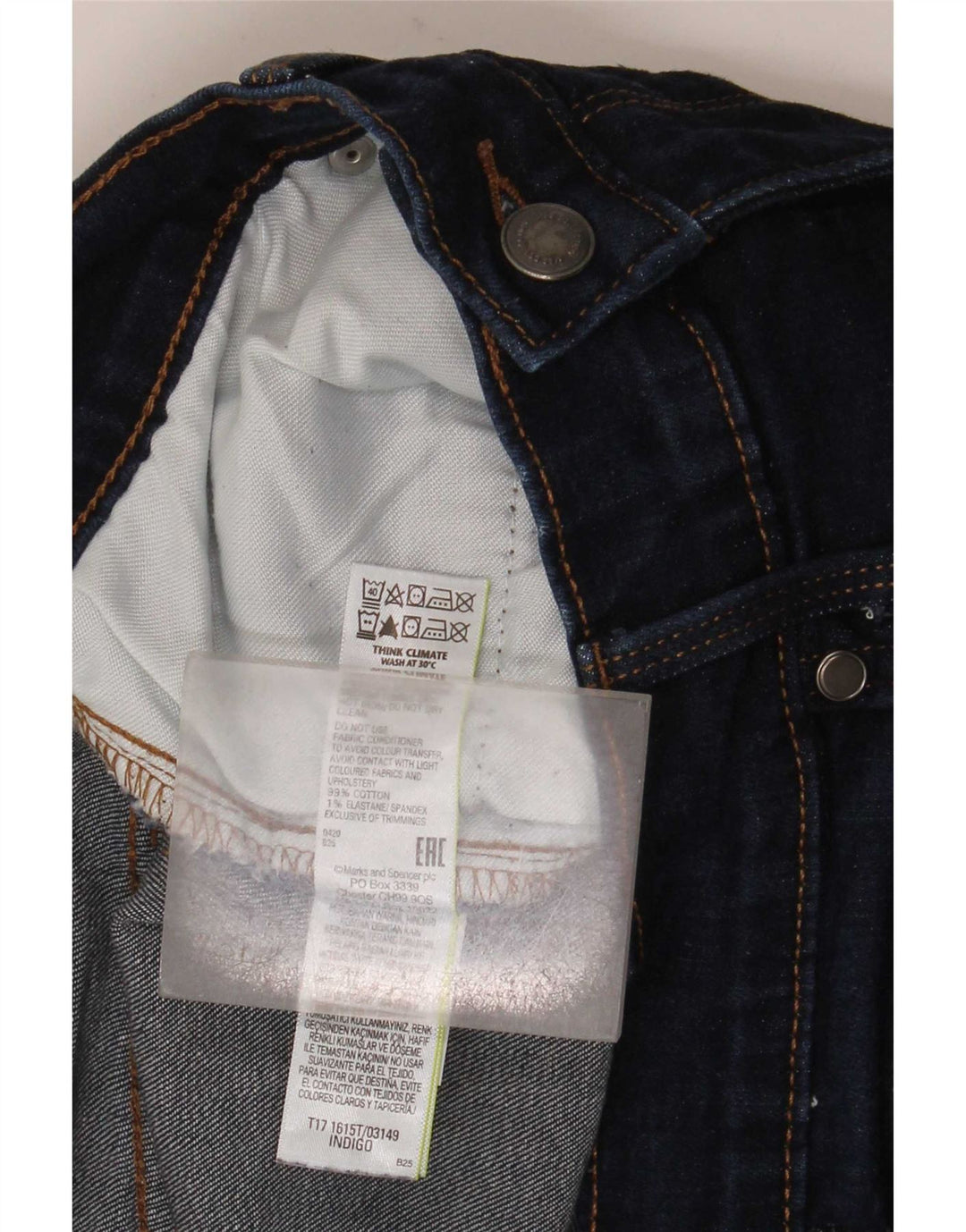 Marks & Spencer Herre tilspidsede jeans W34 L33 Marineblå bomuld