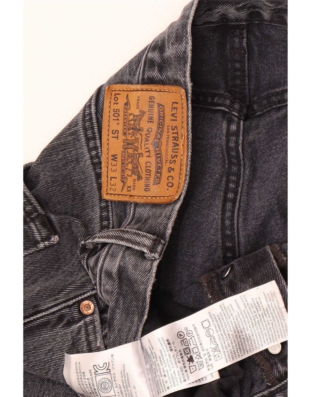 Levi's Herre 501 Straight Jeans W33 L28 Grå Bomuld
