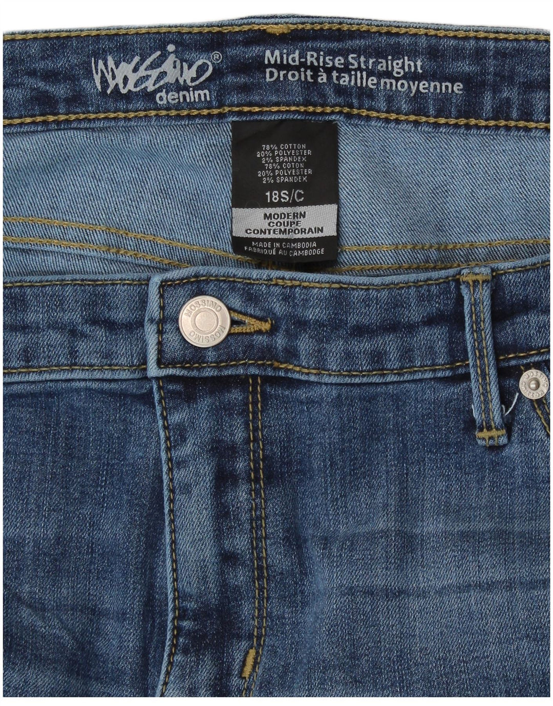 Mossimo Dame Mid Rise Straight Jeans US 18 2XL W40 L29 Blå Bomuld
