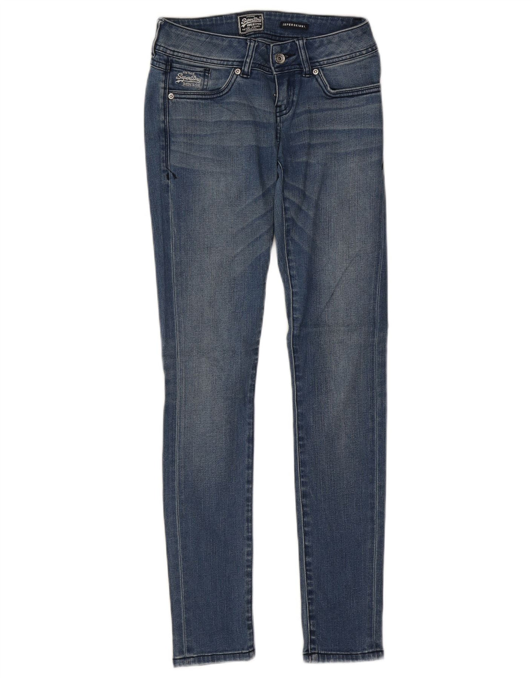 SUPERDRY Dame Super Skinny Jeans W26 L30 Blå Bomuld