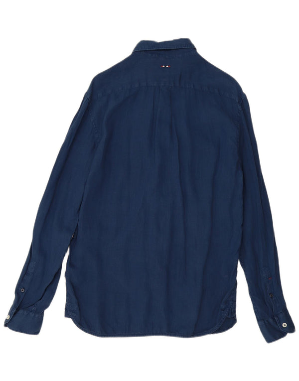 Napapijri Herre Regular Fit skjorte Medium marineblå hør