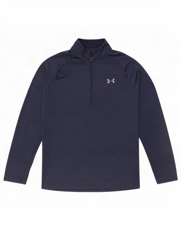 Under Armour Herre Zip Neck Pullover Træningsdragt Top Medium Navy Blue