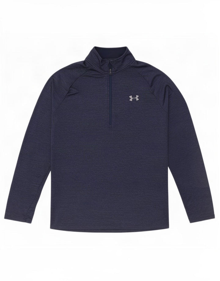 Under Armour Herre Zip Neck Pullover Træningsdragt Top Medium Navy Blue
