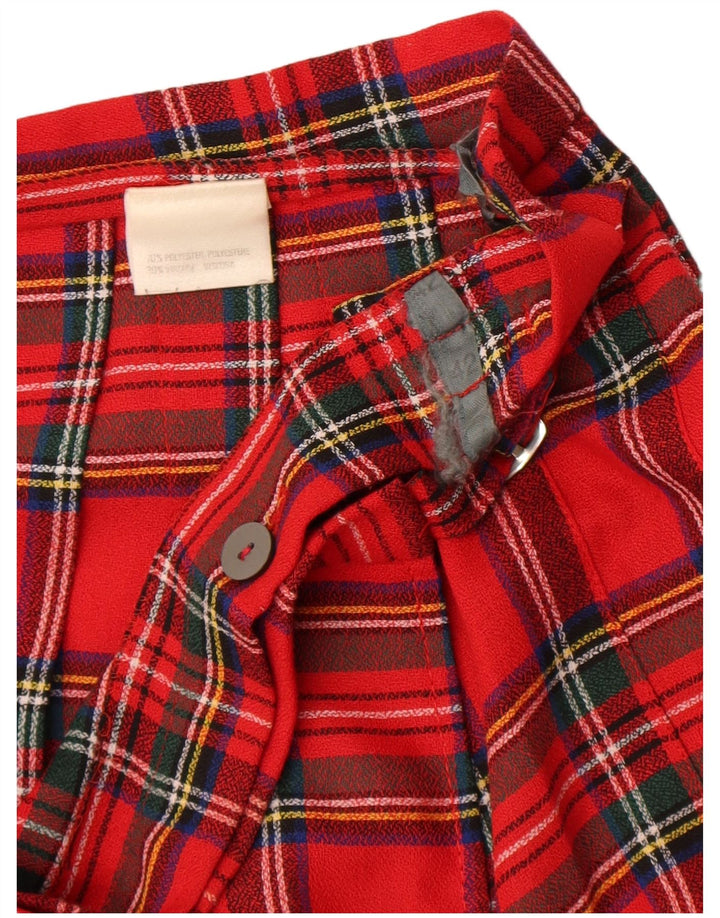 Vintage plisseret nederdel til kvinder IT 42 Medium W30 rødternet polyester