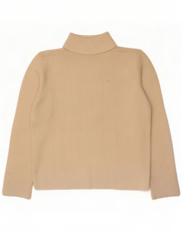 Benetton Womens Crop Roll Neck Jumper Sweater UK 14 Large Off White Wool