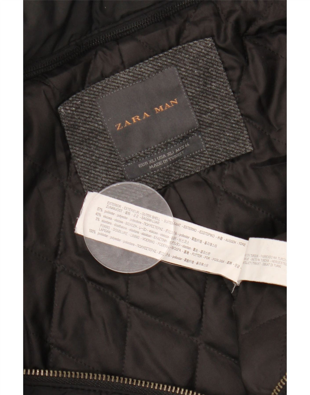 ZARA Overfrakke til mænd UK 42 XL Grå polyester