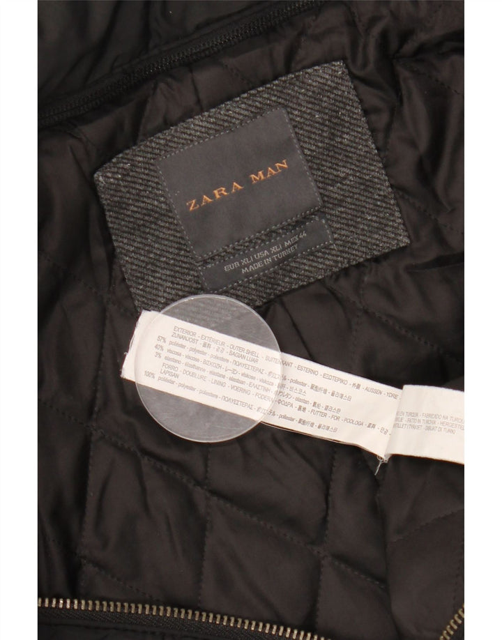 ZARA Overfrakke til mænd UK 42 XL Grå polyester