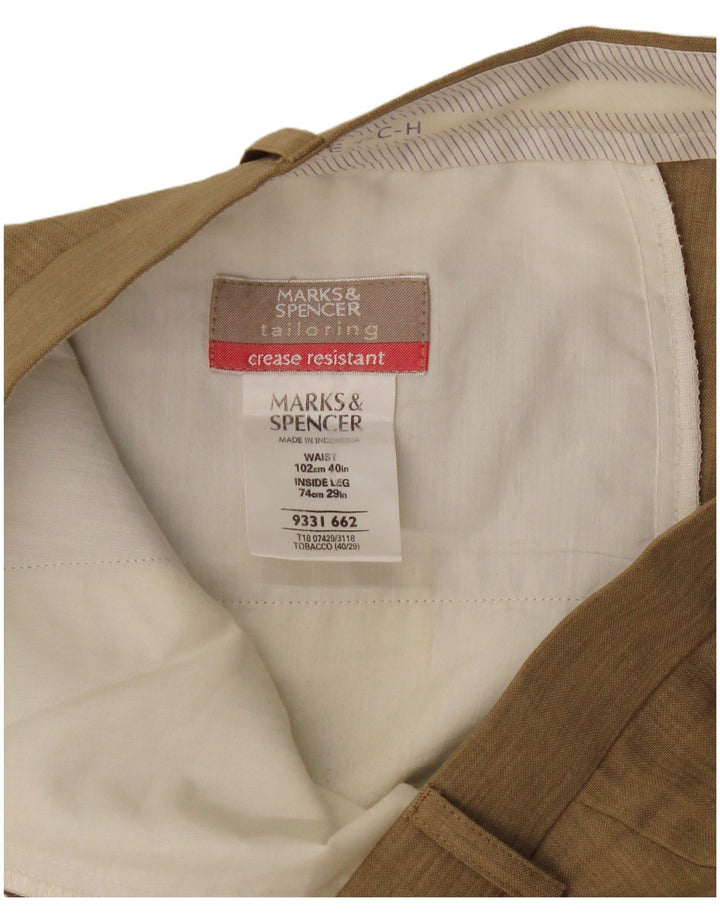 Marks & Spencer Herre Pegged Suit Bukser W40 L29 Beige Polyester
