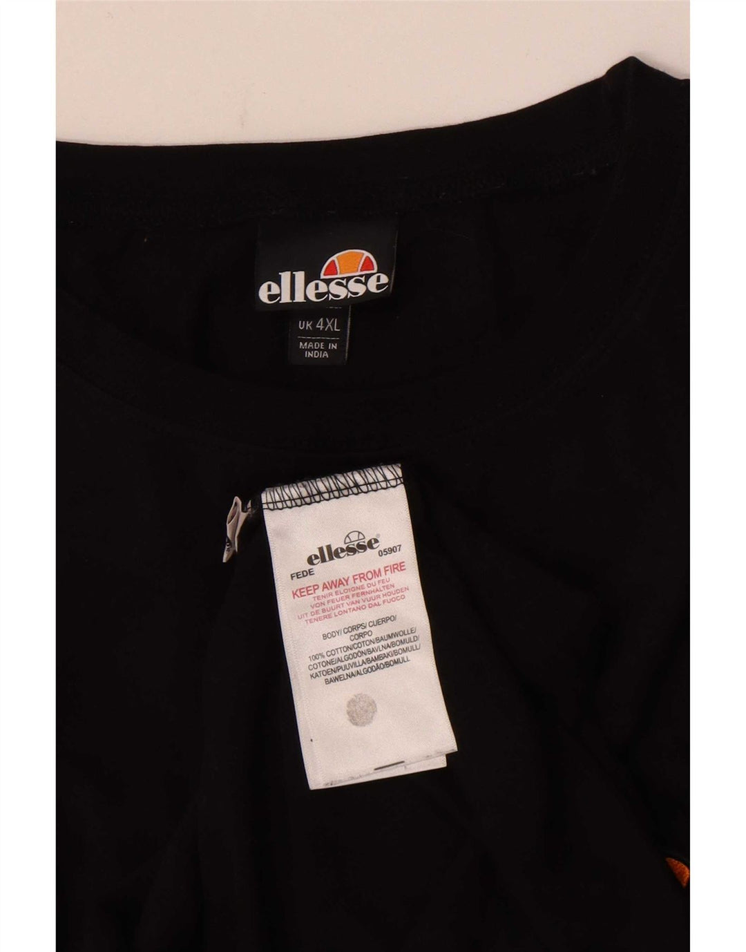 Ellesse Herre Grafisk T-Shirt Top 4XL Sort Bomuld